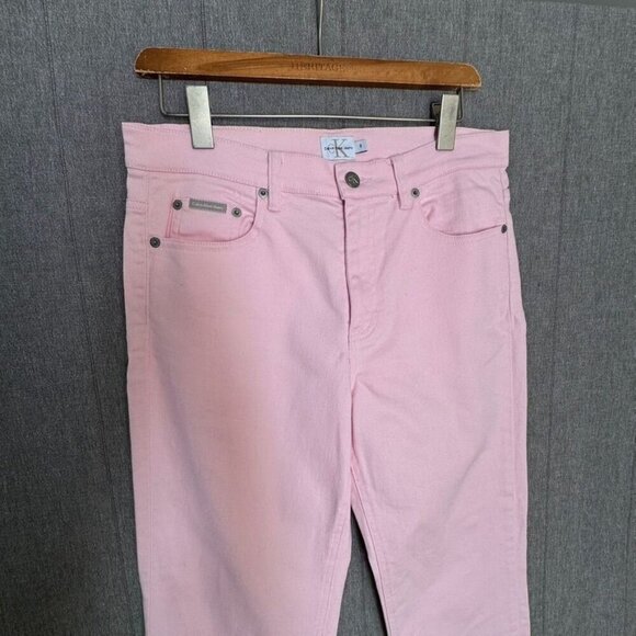 90s Vintage CK Calvin Klein Pink High Rise Straight Leg Stretch Jeans Size 8 - Picture 4 of 9